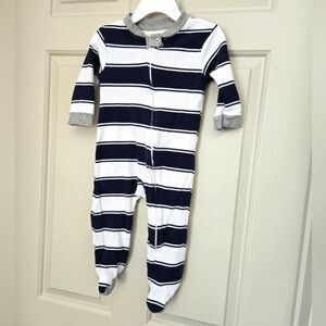 2/$20 Burt's Bees Striped Navy and White Sleeper Size 6-9 M